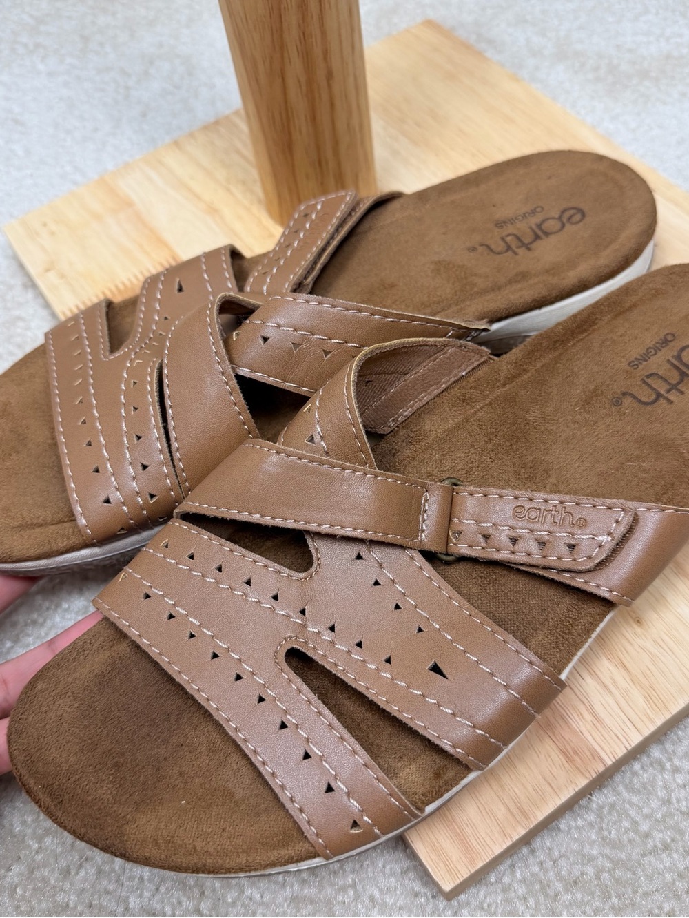 Earth Origins Light Brown Perforated Slide Sandals - Picture 5 of 5